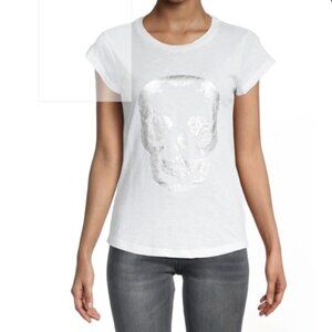 Zadig & Voltaire Skull  white short sleeve silver foil T-shirt size small